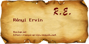Rényi Ervin névjegykártya